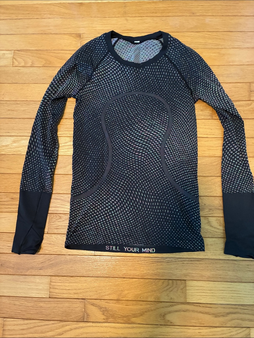 lululemon athletica Black Long Sleeve Seamless Tee with Microdot Pattern